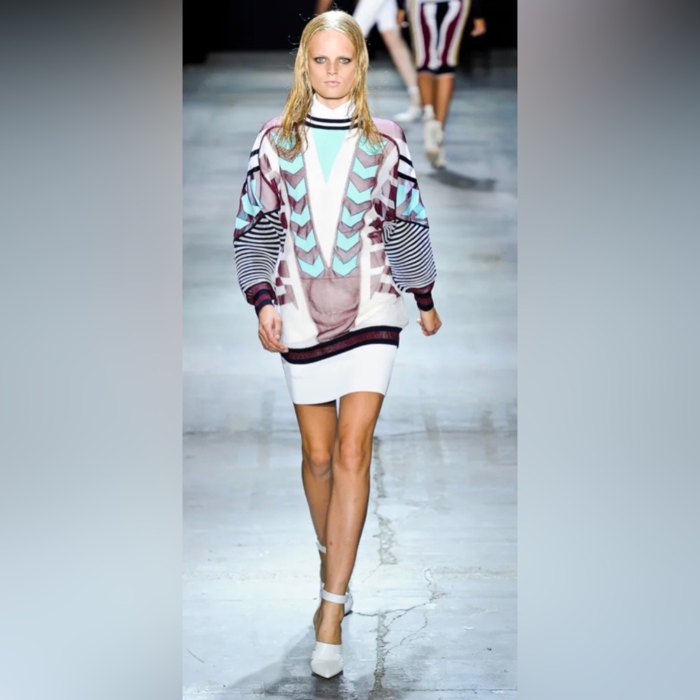 Alexander Wang Sheer Long Sleeve Abstract Print Top